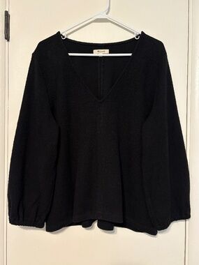Madewell #K4793 Women's Texture & Thread Full-Sleeve Shirt Top Blouse XL Black